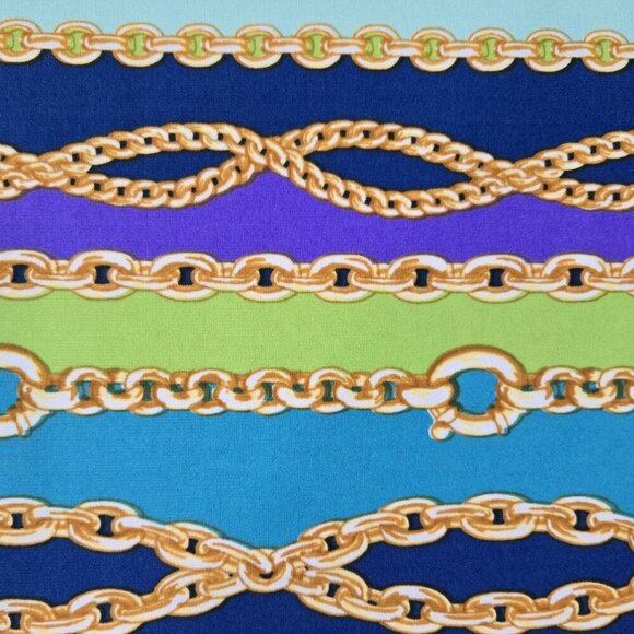 Bob Mackie Wearable Art Multicolor Chain Stripe Liquid Knit Top Colorful Unique - Picture 5 of 8